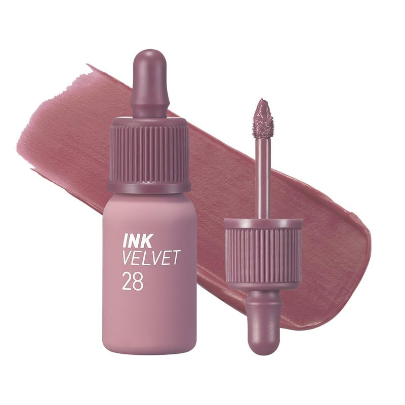 Peripera Ink the Velvet Lip Tint  High Pigment Color Longwear Weightless Not Animal Tested GlutenFree ParabenFree 028 MAUVEFUL NUDE